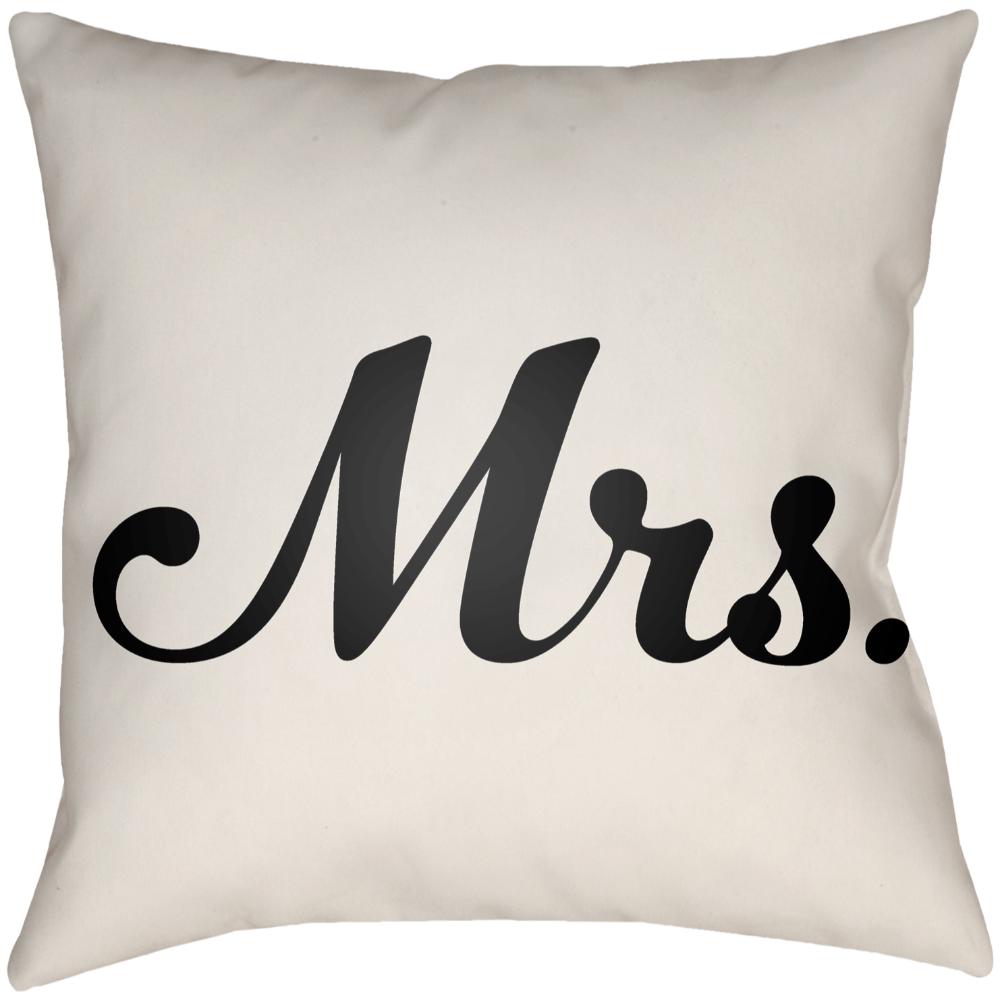 Livabliss MRSS001-1616 Mr & Mrs MRSS-001 16"L x 16"W Accent Pillow in Ivory