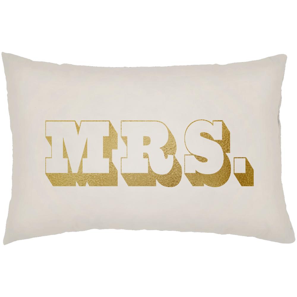 Livabliss MRSS002-1422 Mr & Mrs MRSS-002 14"L x 22"W Lumbar Pillow in Ivory