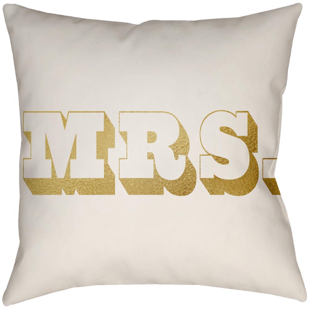 Livabliss MRSS002-1616 Mr & Mrs MRSS-002 16"L x 16"W Accent Pillow in Ivory