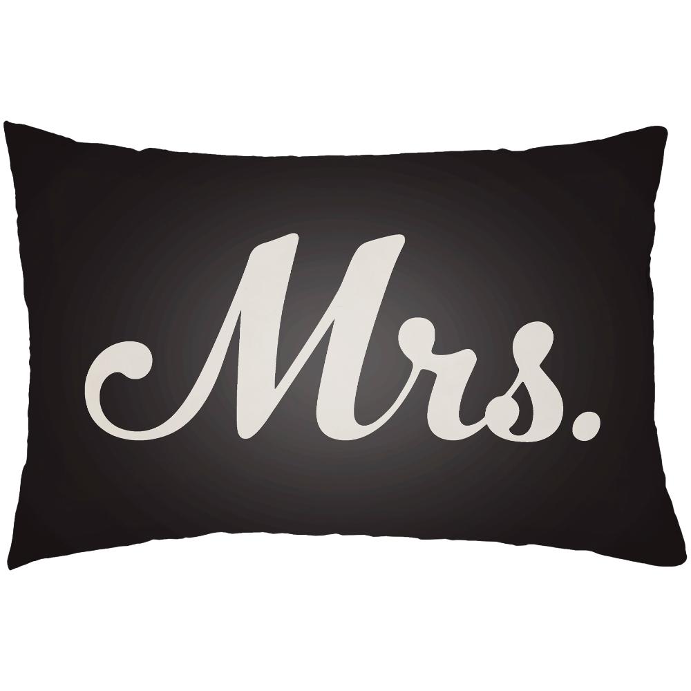 Livabliss MRSS003-1422 Mr & Mrs MRSS-003 14"L x 22"W Lumbar Pillow in Black
