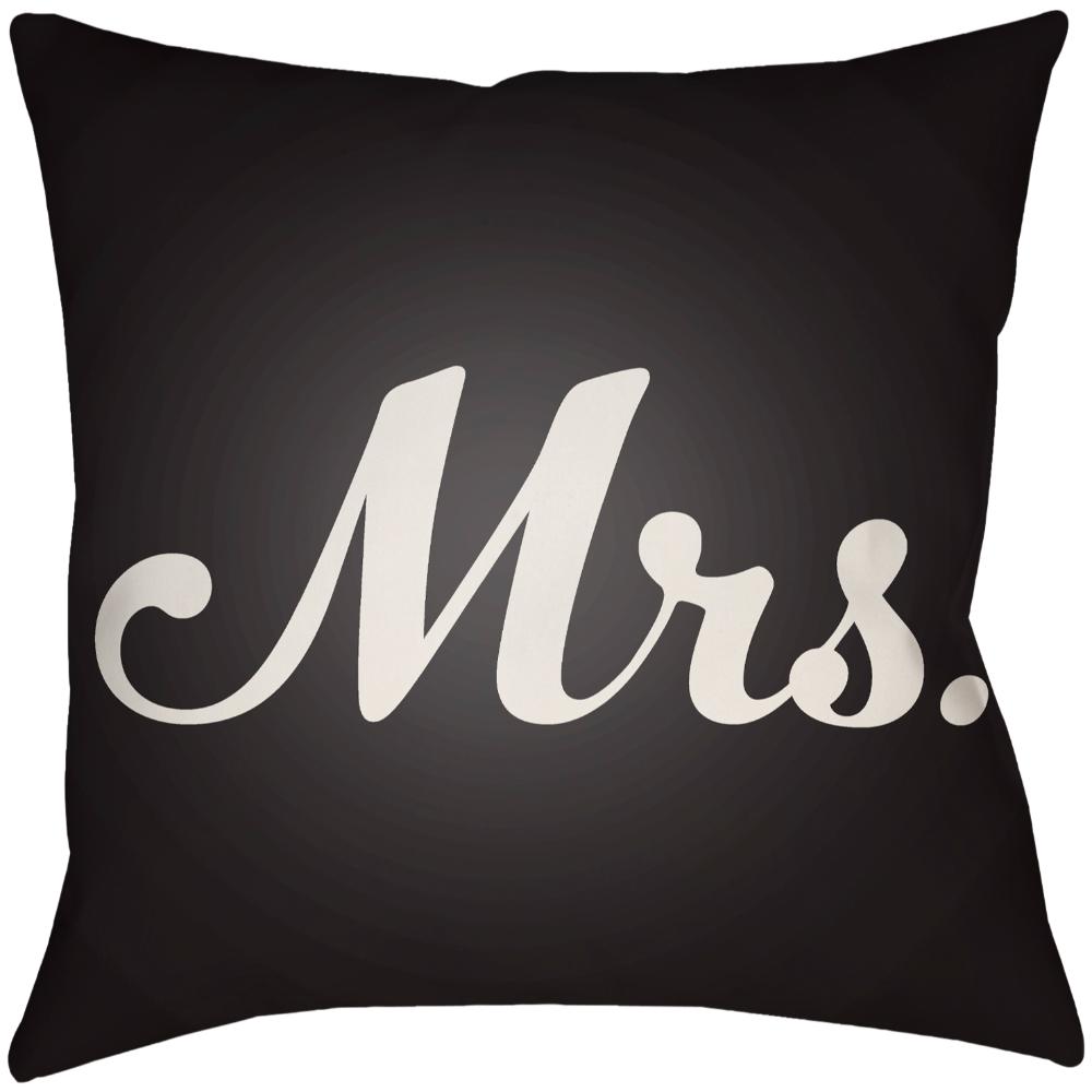 Livabliss MRSS003-1616 Mr & Mrs MRSS-003 16"L x 16"W Accent Pillow in Black