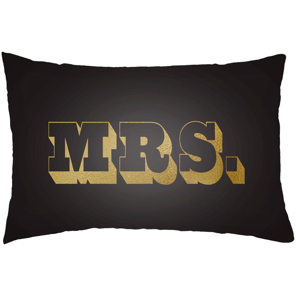 Livabliss MRSS004-1422 Mr & Mrs MRSS-004 14"L x 22"W Lumbar Pillow in Black