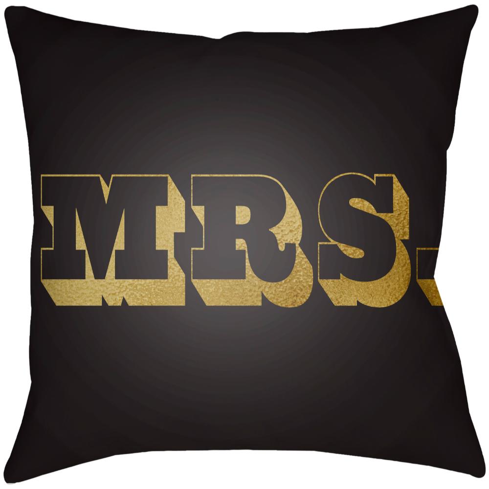 Livabliss MRSS004-1616 Mr & Mrs MRSS-004 16"L x 16"W Accent Pillow in Black