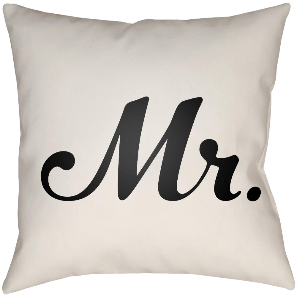 Livabliss MRSS005-1616 Mr & Mrs MRSS-005 16"L x 16"W Accent Pillow in Ivory