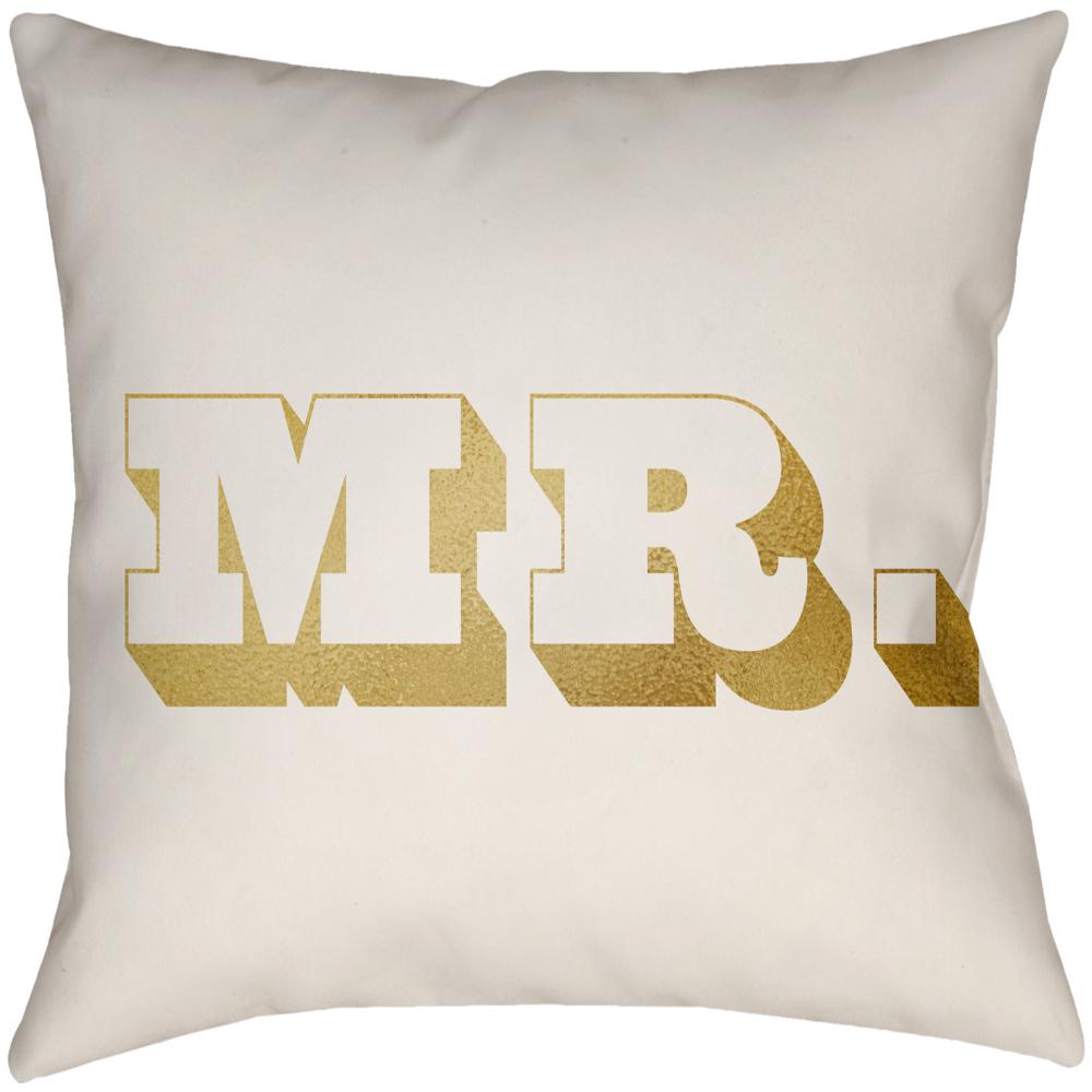 Livabliss MRSS006-1616 Mr & Mrs MRSS-006 16"L x 16"W Accent Pillow in Ivory