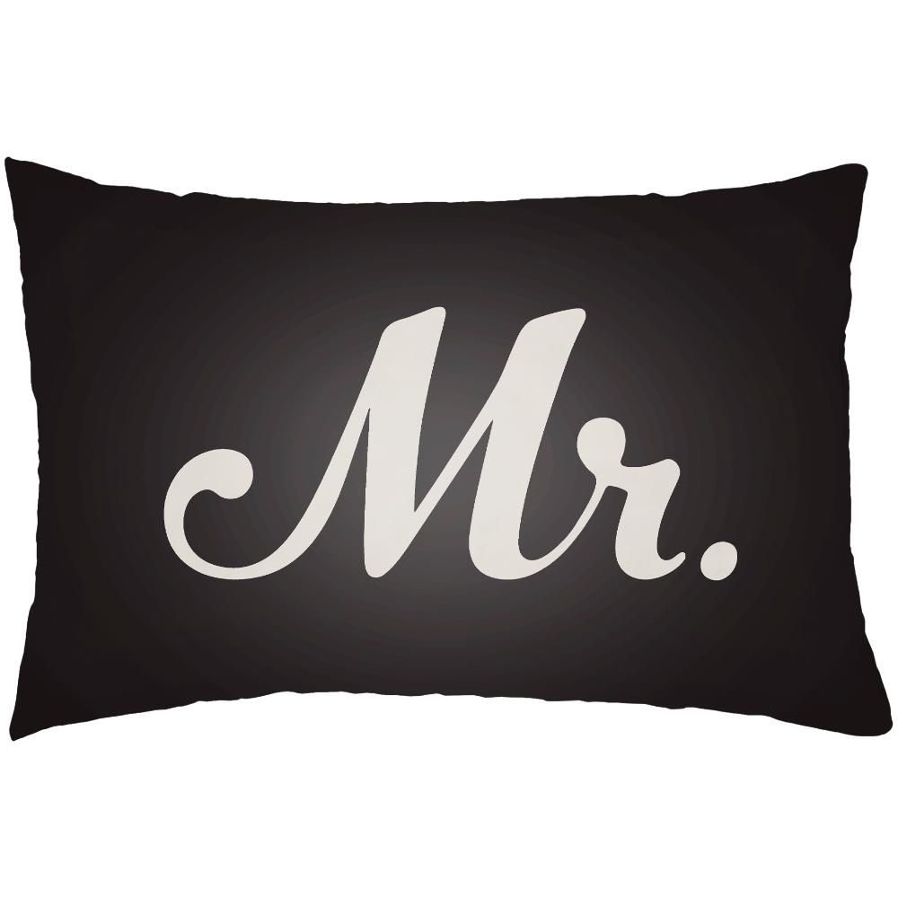 Livabliss MRSS007-1422 Mr & Mrs MRSS-007 14"L x 22"W Lumbar Pillow in Black