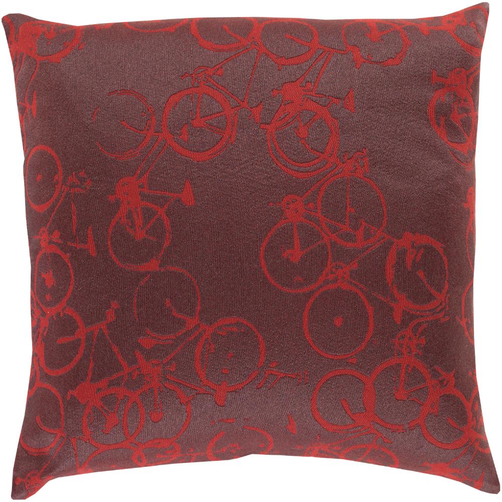 Livabliss PDP006-1818 Pedal Power PDP-006 18"L x 18"W Accent Pillow in Burgandy