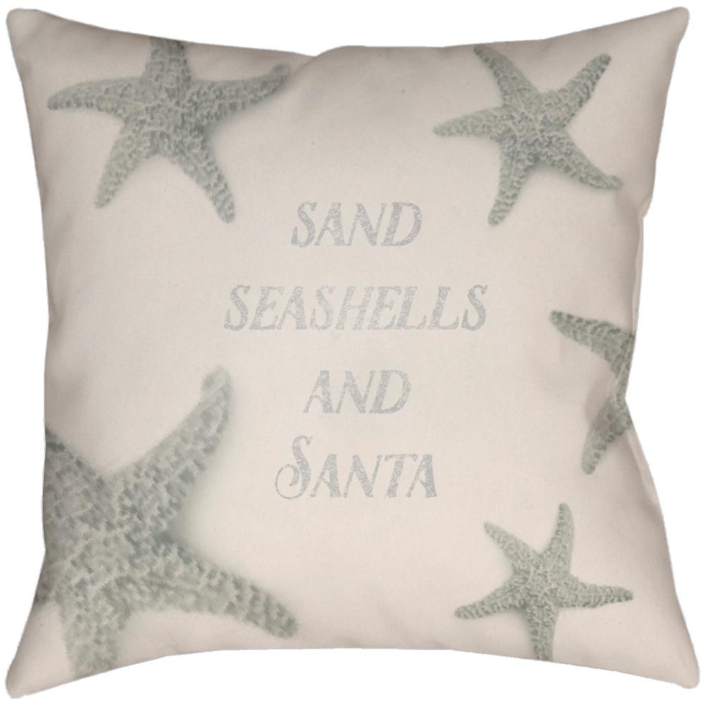 Livabliss PHDDS001-1616 Dreaming of a Sandy Christmas PHDDS-001 16"L x 16"W Accent Pillow Light Grey, Ivory, Ash, Pearl, Metallic - Silver, Sage