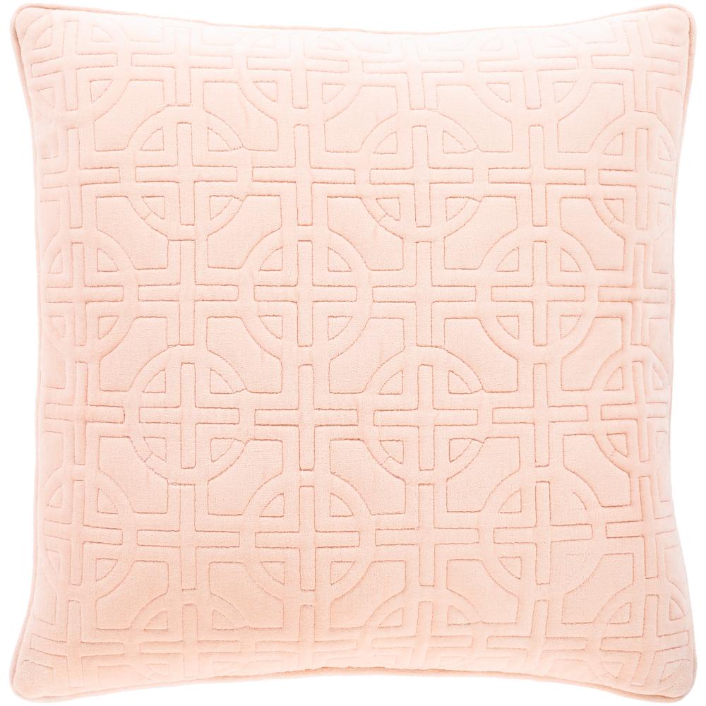 Livabliss QCV001-2222 Quilted Cotton Velvet QCV-001 22"L x 22"W Accent Pillow in Dusty Pink
