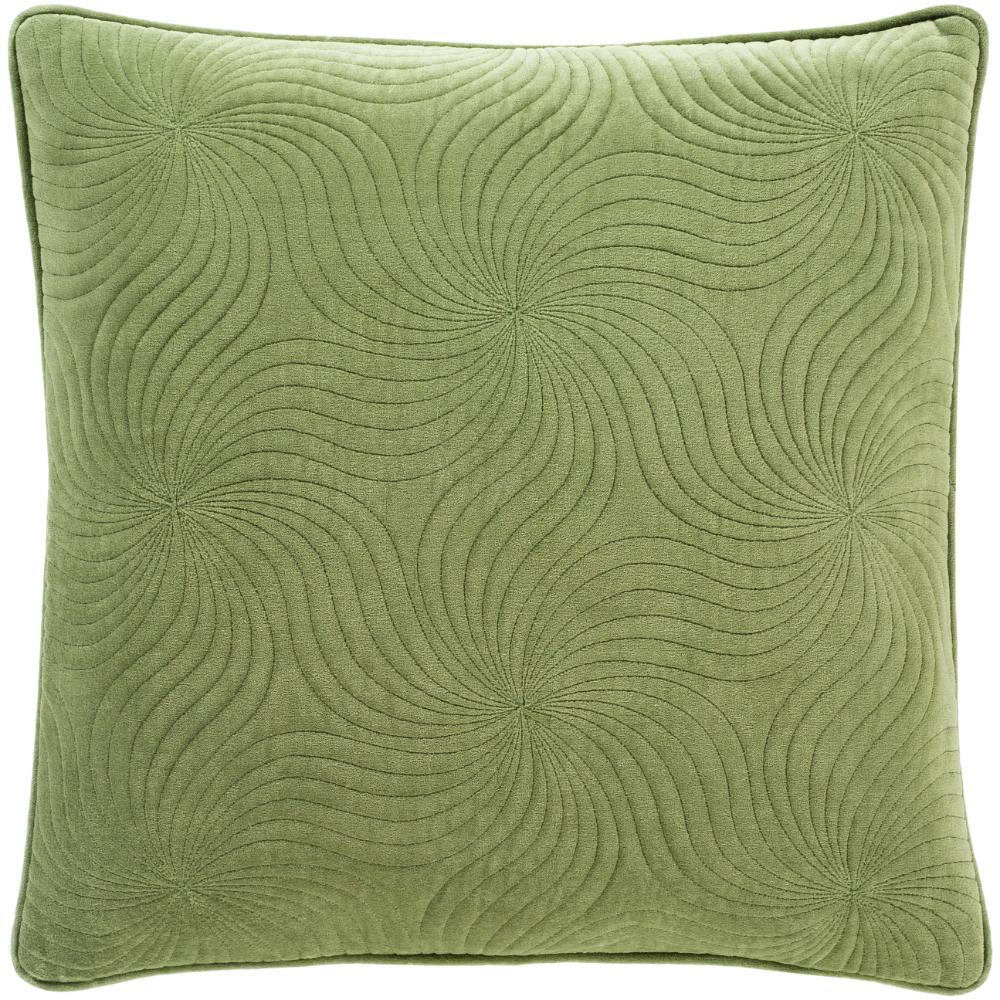 Livabliss QCV007-1818 Quilted Cotton Velvet QCV-007 18"L x 18"W Accent Pillow in Medium Green