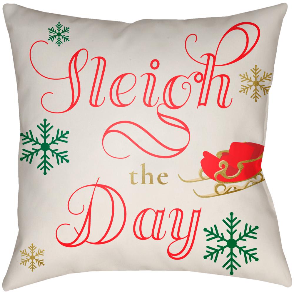 Livabliss SGD001-1616 Sleigh The Day SGD-001 16"L x 16"W Accent Pillow in Ivory