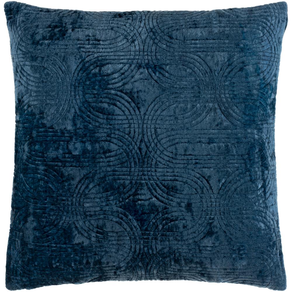 Livabliss VDC001-1818 Velvet Deco VDC-001 18"L x 18"W Accent Pillow in Dark Blue