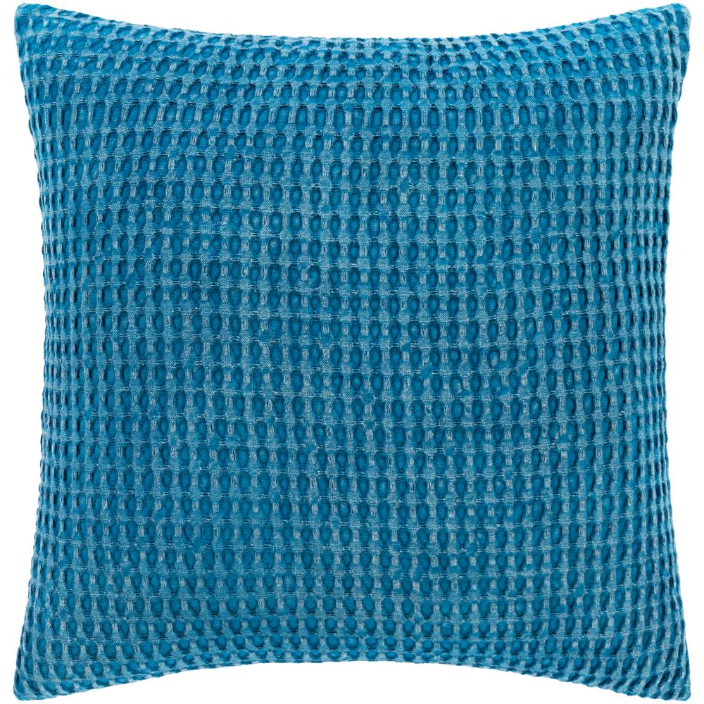 Livabliss WFL002-1818 Waffle WFL-002 18"L x 18"W Accent Pillow in Blue
