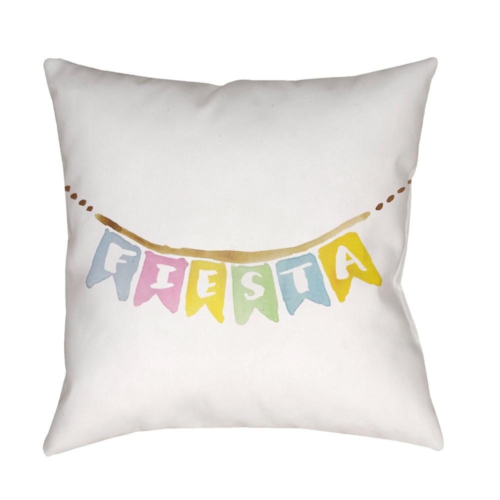 Livabliss WMAYO030-1818 Fiesta Banner WMAYO-030 18"L x 18"W Accent Pillow Off-White, Light Silver