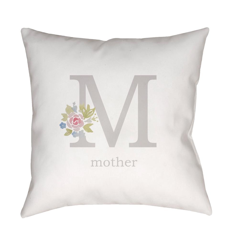 Livabliss WMOM011-1818 Mother WMOM-011 18"L x 18"W Accent Pillow in Off-White