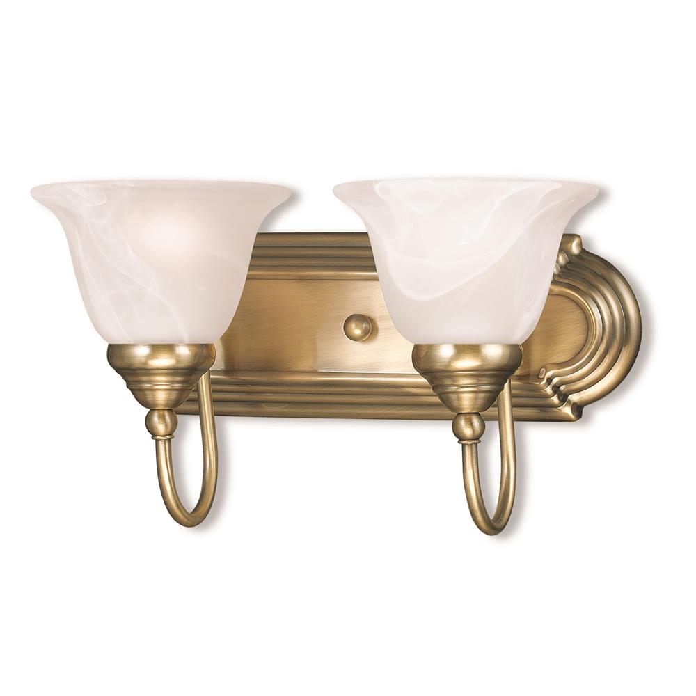 Livex Lighting 1002-01 Belmont Bath Light in Antique Brass with White Alabaster Glass