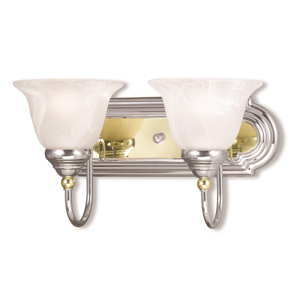 Livex Lighting 1002-52 Belmont Bath Light in Chrome & Polished Brass with White Alabaster Glass