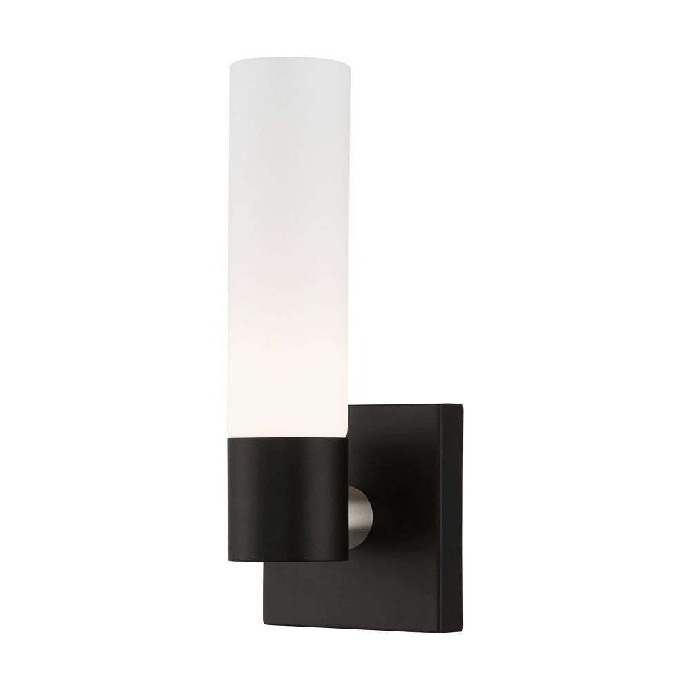 Livex Lighting 10101-04 1-Light ADA Wall Sconce in Black with Brushed Nickel Accent