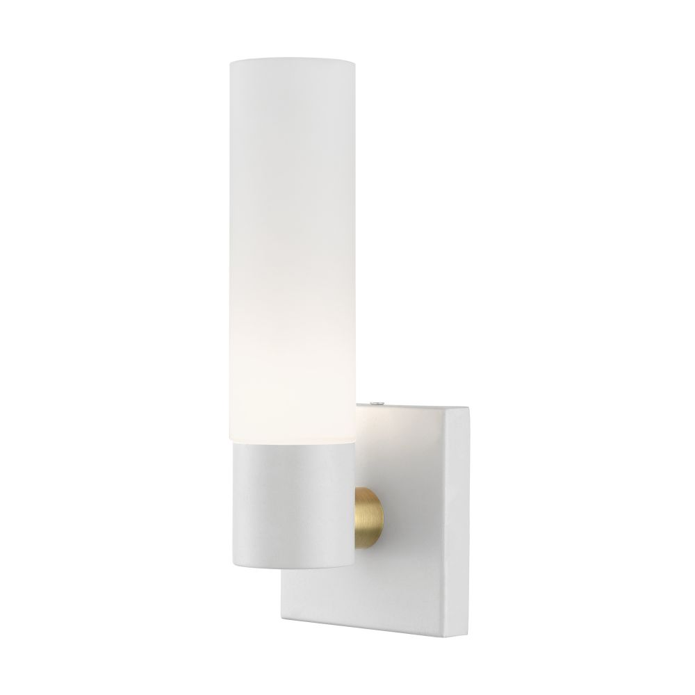 Livex Lighting 10101-13 1-Light ADA Wall Sconce in Textured White with Antique Brass Accent
