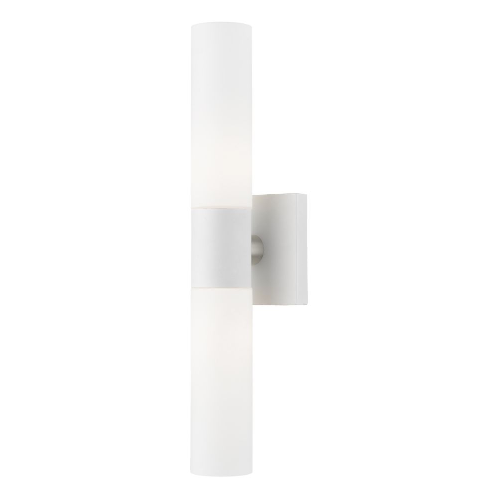 Livex Lighting 10102-03 2 Light White with Brushed Nickel Accent ADA Vanity Sconce