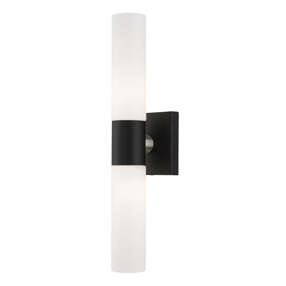 Livex Lighting 10102-04 2-Light ADA Wall Sconce in Black with Brushed Nickel Accent