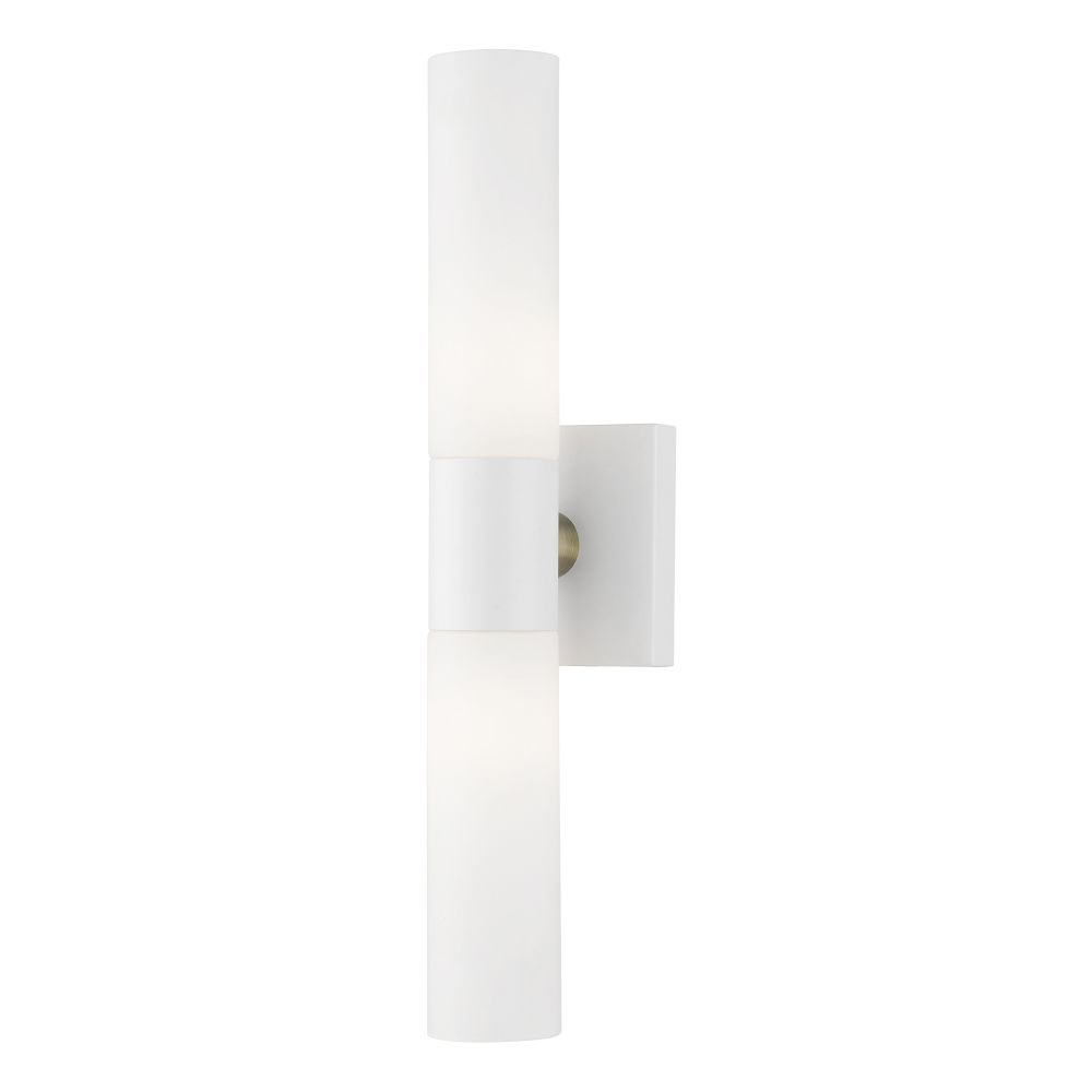 Livex Lighting 10102-13 2-Light ADA Wall Sconce in Textured White with Brushed Nickel Accent