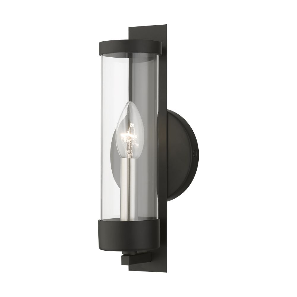 Livex Lighting 10141-04 1 Light Black with Brushed Nickel Candle ADA Single Sconce