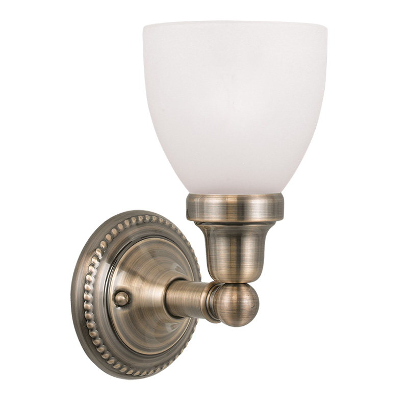 Livex Lighting 1021-01 Classic Bath Light in Antique Brass with Satin Opal White Glass