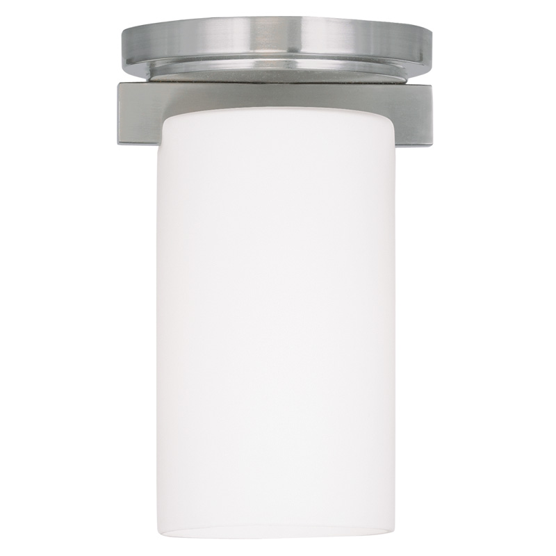 Livex Lighting 1320-91 Astoria Ceiling Mount in Brushed Nickel with Hand Blown Satin Opal White Glass
