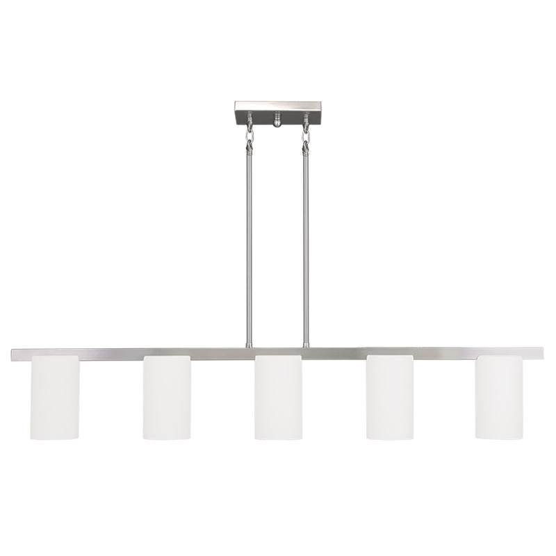 Livex Lighting 1327-91 Astoria Chandelier in Brushed Nickel with Hand Blown Satin Opal White Glass
