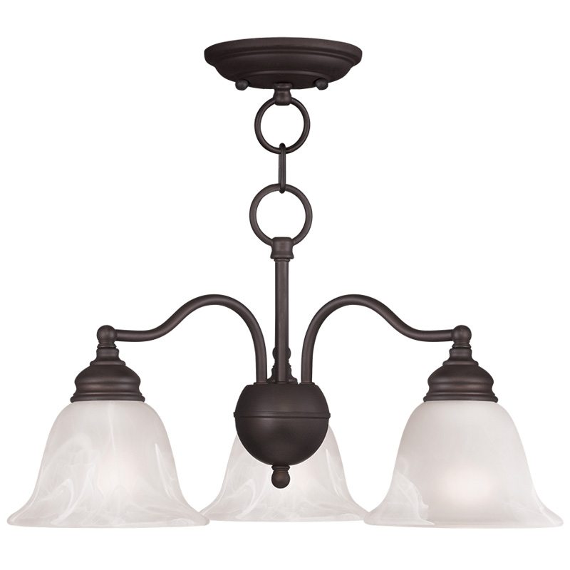 Livex Lighting 1343-07 Essex Convertible Chandelier/Ceiling Mount in Bronze with White Alabaster Glass