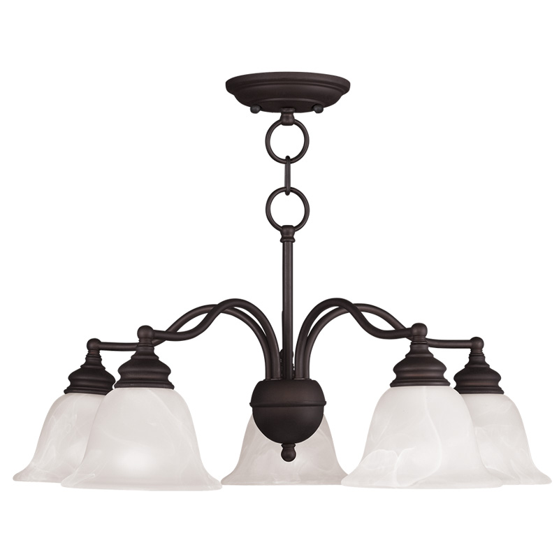 Livex Lighting 1346-07 Essex Convertible Chandelier/Ceiling Mount in Bronze with White Alabaster Glass