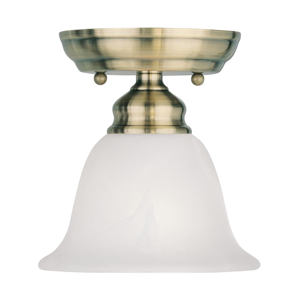 Livex Lighting 1350 Essex Semi-Flush Ceiling Fixture with 1 Light in Antique Brass