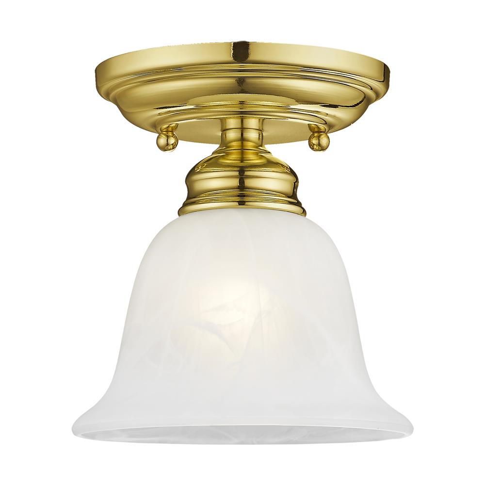 Livex Lighting 1350 Essex Semi-Flush Ceiling Fixture with 1 Light in Polished Brass