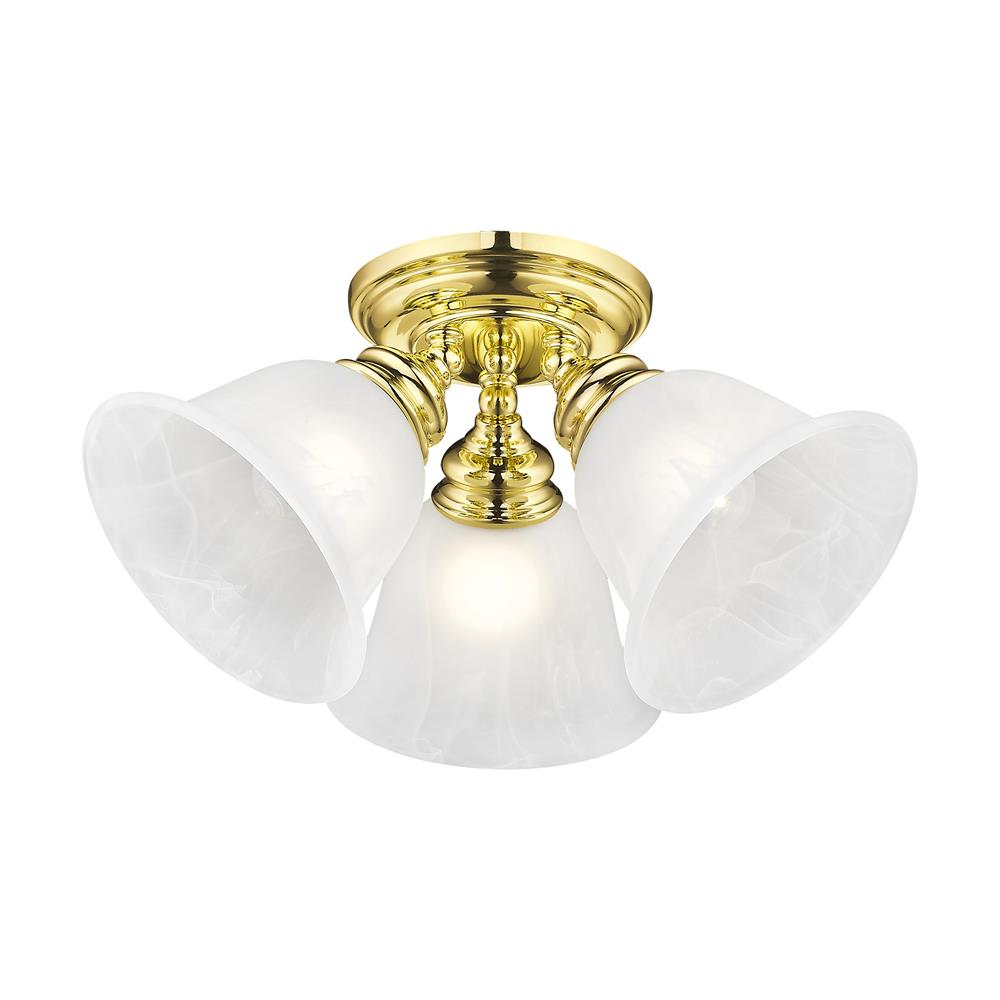 Livex Lighting 1358 Essex Semi-Flush Ceiling Fixture with 3 Lights in Polished Brass