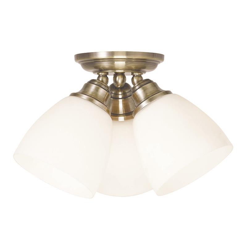 Livex Lighting 13664-01 Somerville 3 Light Ceiling Mount in Antique Brass