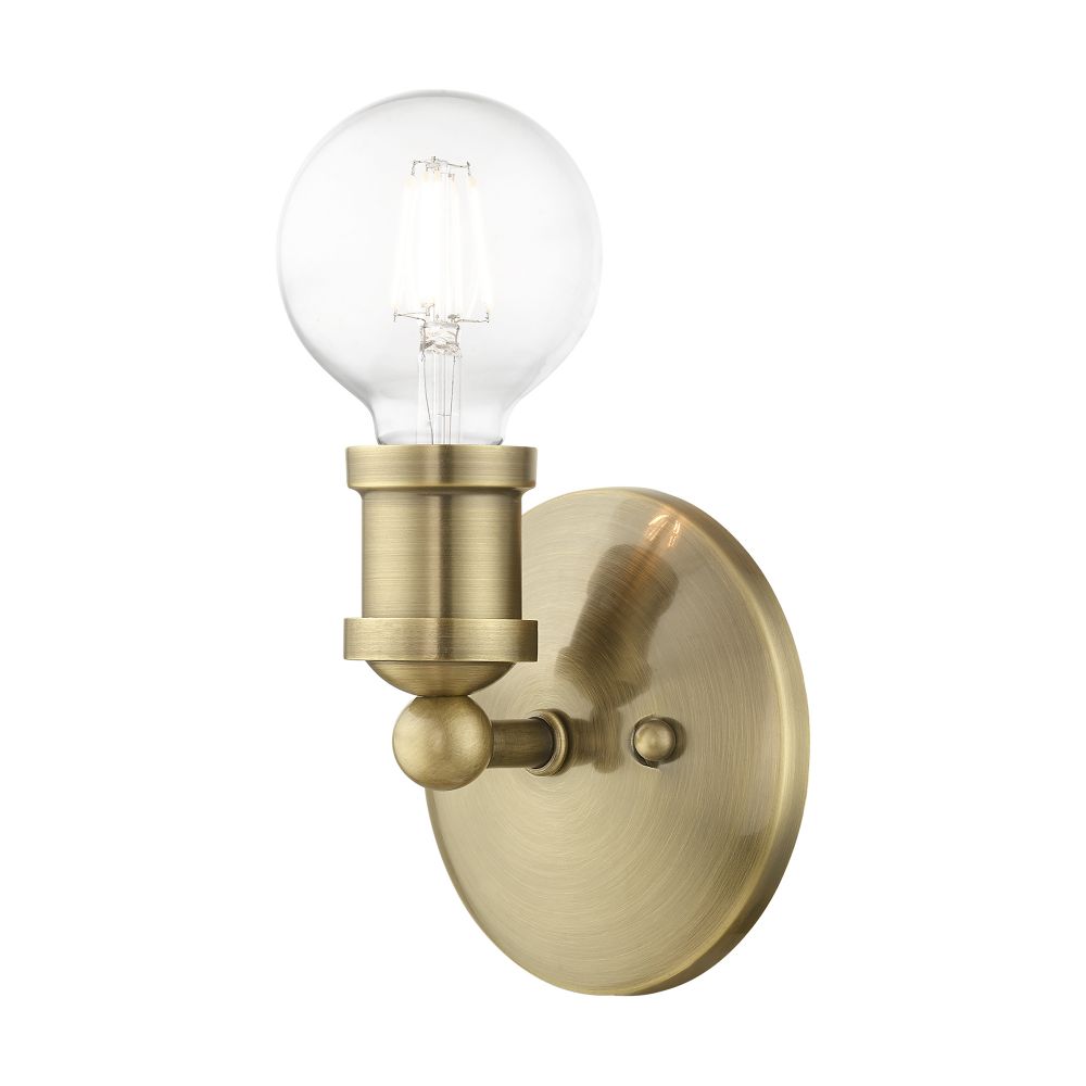 Livex Lighting 14420-01 1 Light Antique Brass ADA Single Vanity Sconce