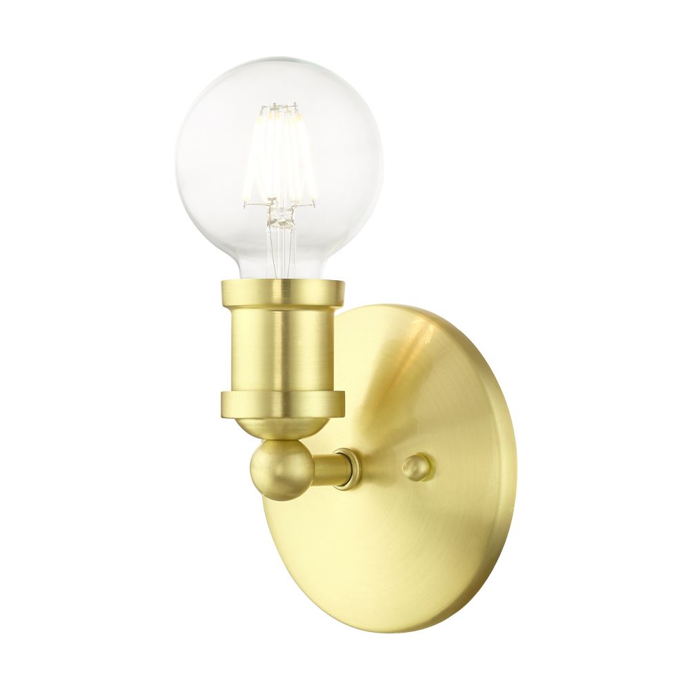 Livex Lighting 14420-12 1 Light Satin Brass ADA Single Vanity Sconce