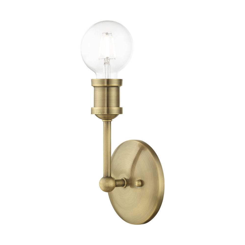 Livex Lighting 14429-01 1 Light Antique Brass ADA Vanity Sconce
