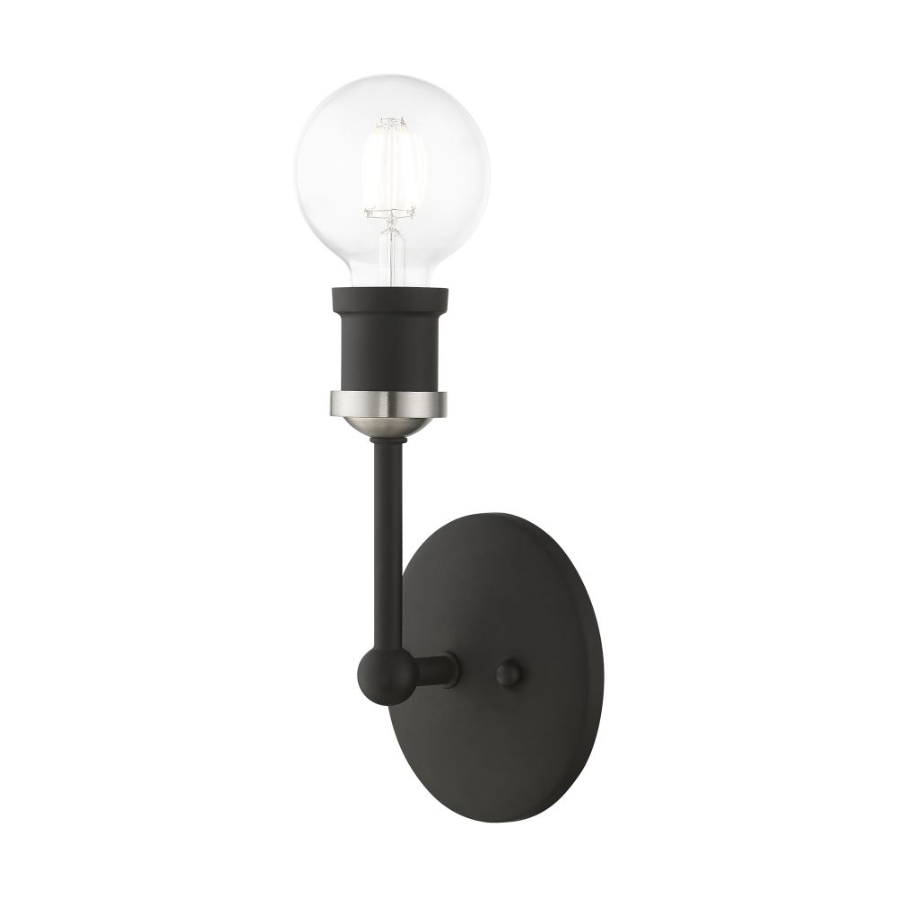 Livex Lighting 14429-04 1 Light Black with Brushed Nickel Accents ADA Vanity Sconce