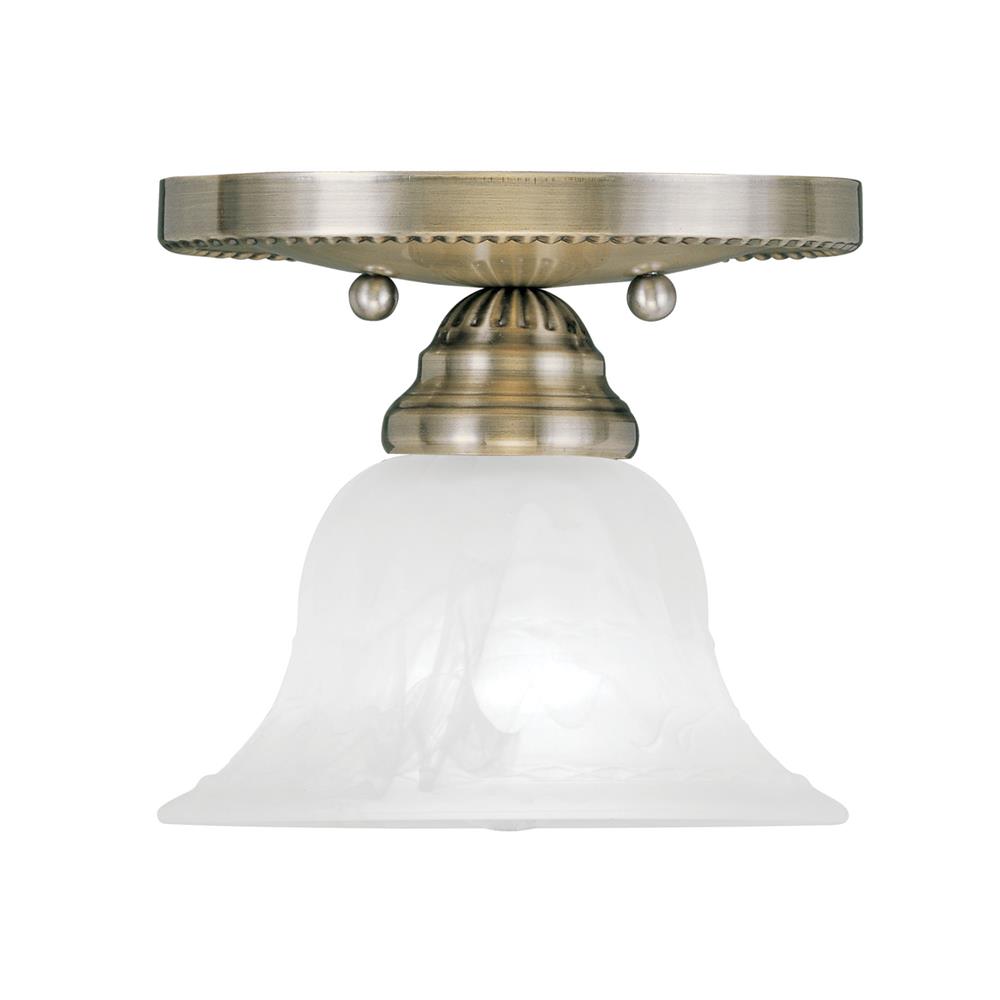 Livex Lighting 1530 Edgemont Semi-Flush Ceiling Fixture with 1 Light in Antique Brass