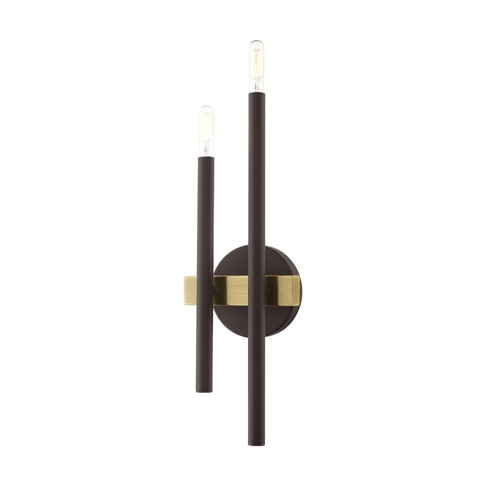 Livex Lighting 15582-07 Denmark Sconce in Bronze with Antique Brass Accents