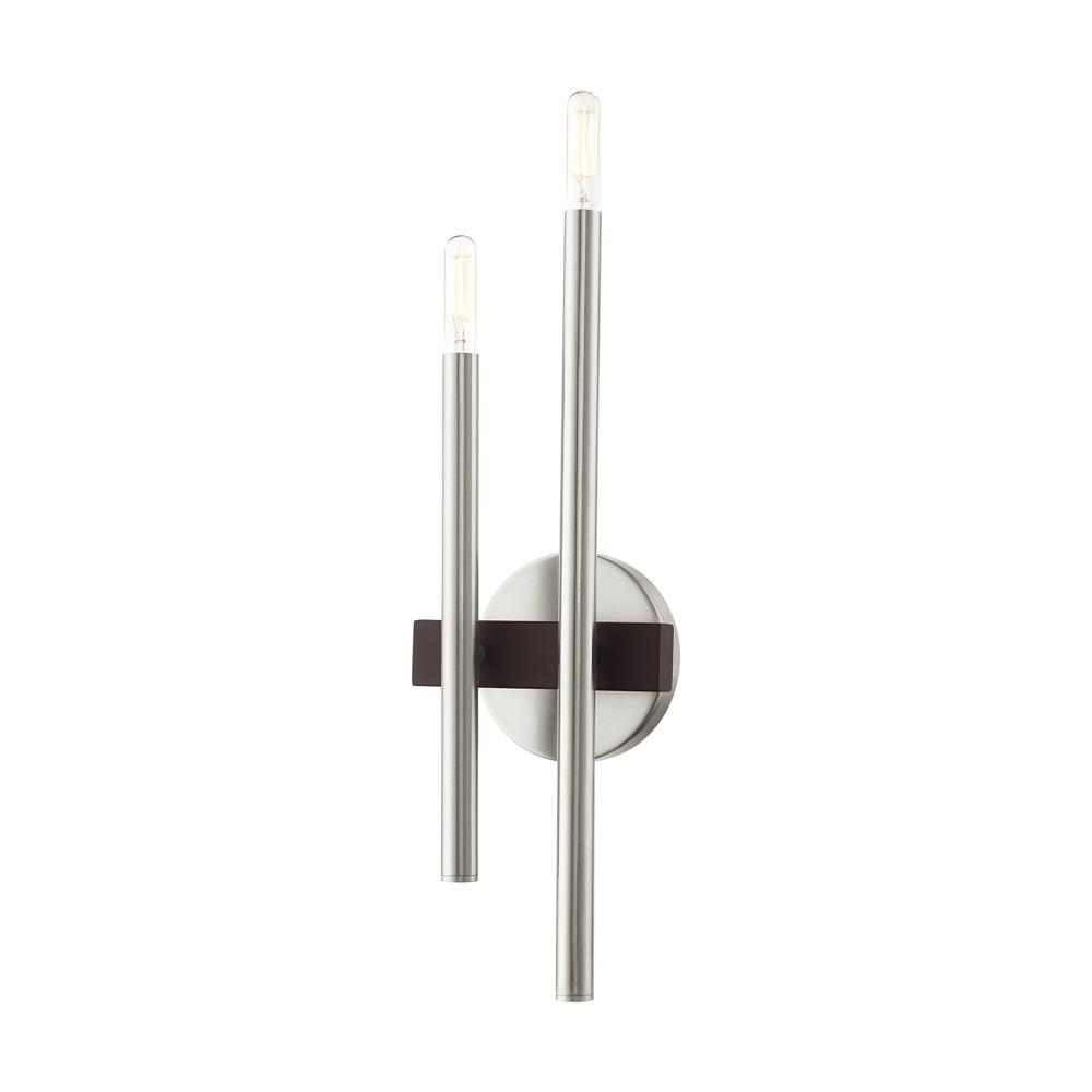 Livex Lighting 15582-91 Denmark Sconce in Brushed Nickel with Bronze Accents