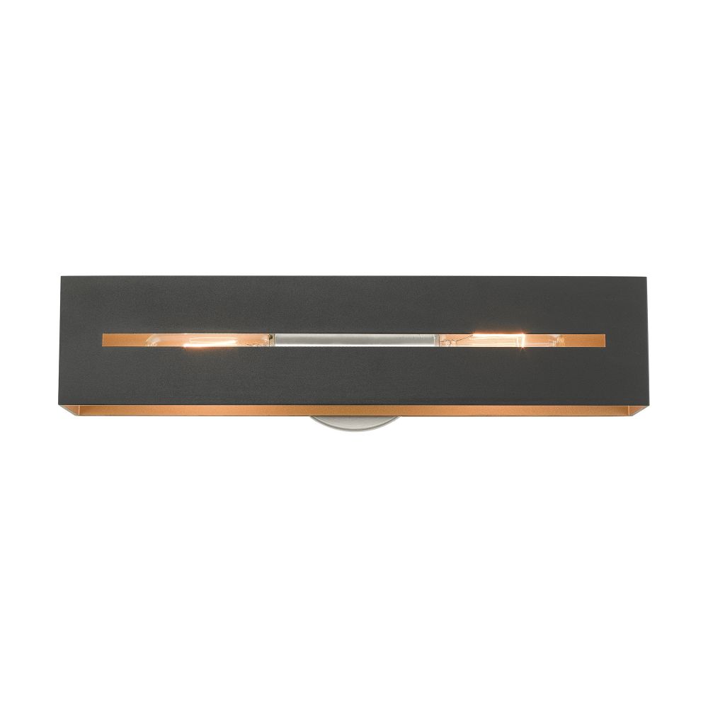 Livex Lighting 16682-14 ADA Vanity Sconce in Textured Black with Brushed Nickel Accents