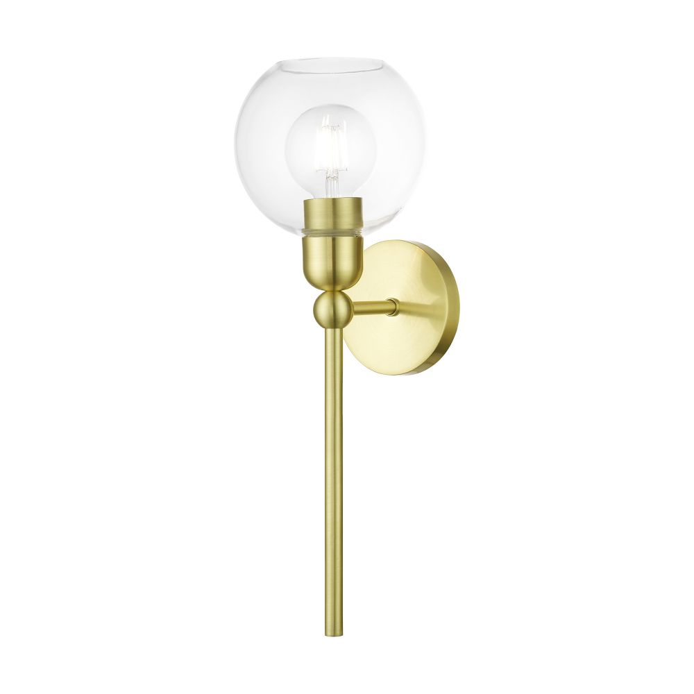 Livex Lighting 16971-12 1 Light Satin Brass Sphere Single Sconce