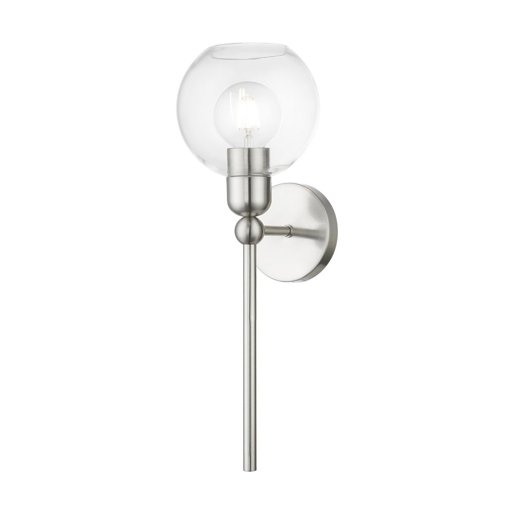 Livex Lighting 16971-91 1 Light Brushed Nickel Sphere Single Sconce