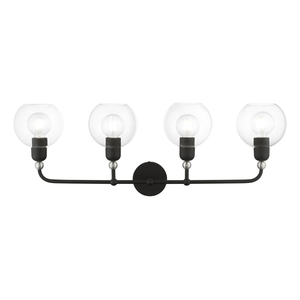 Livex Lighting 16975-04 4 Light Black with Brushed Nickel Accents Large Sphere Vanity Sconce