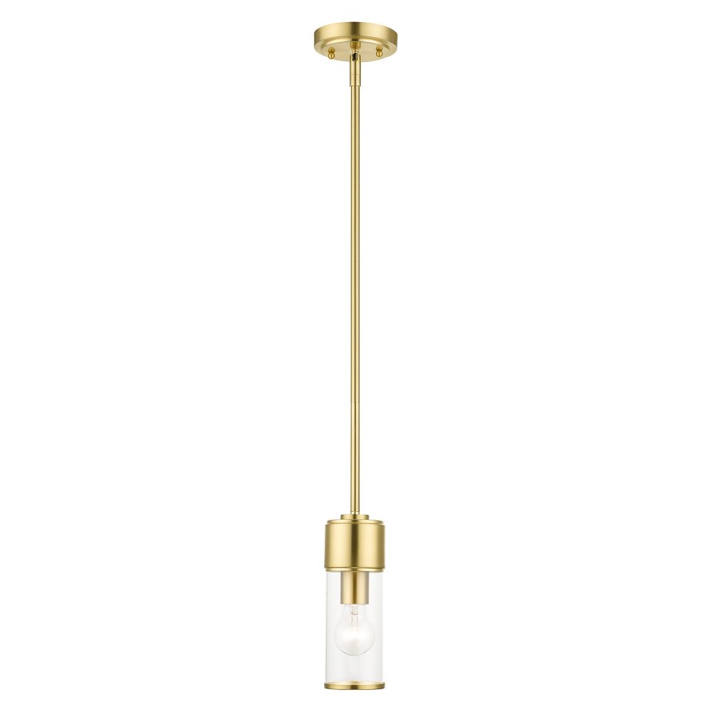 Livex Lighting 17140-12 1 Light Satin Brass Mini Pendant