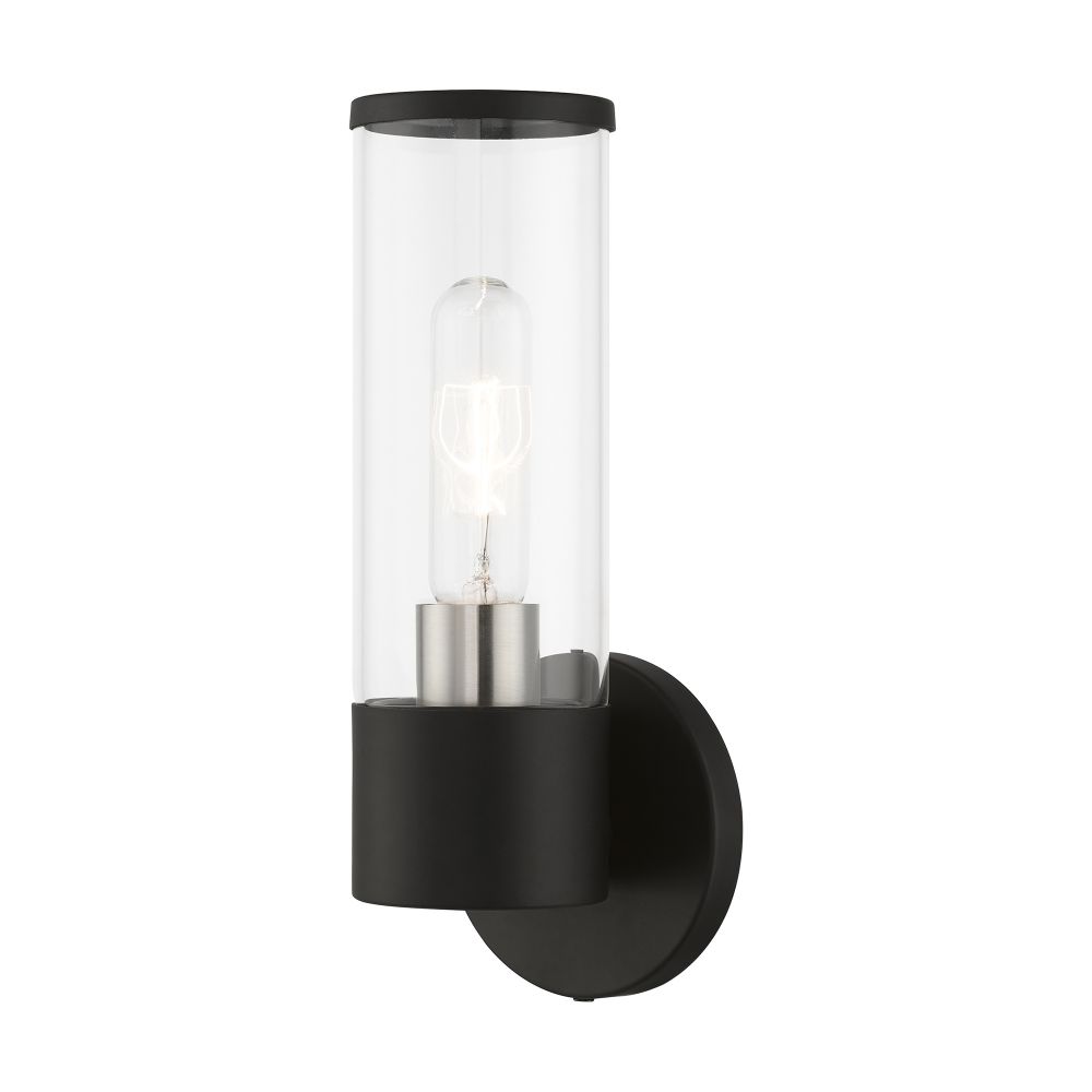 Livex Lighting 17281-04 1 Light Black with Brushed Nickel Accent ADA Single Sconce