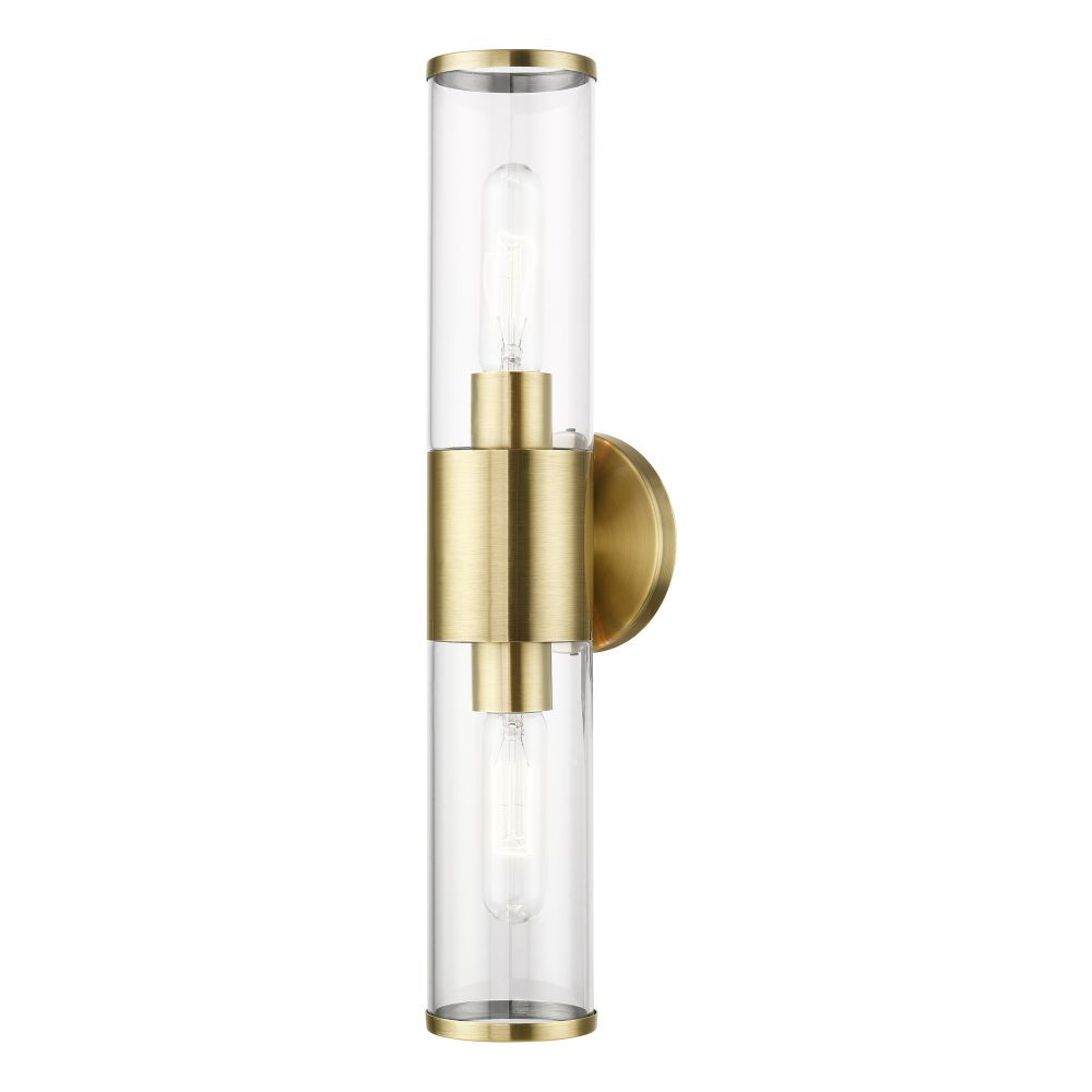 Livex Lighting 17282-01 2-Light ADA Vanity Sconce in Antique Brass
